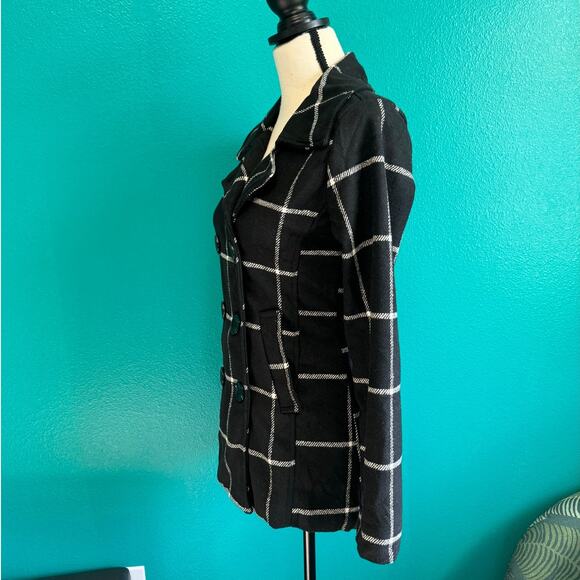 Me Jane Wool Blend Black Check Coat Jacket Women's XS NWT - Picture 5 of 8